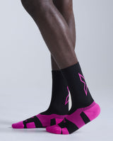 Vectr Light Cushion Crew Socks, Black/Fuchsia