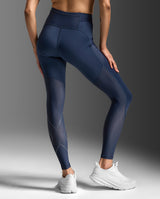 Aero Mesh Hi-Rise Compression Tights, Midnight/Midnight Reflective