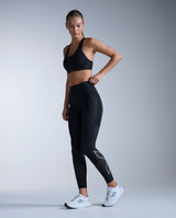 Aero Mesh Hi-Rise Compression Tights, Black/Silver Reflective