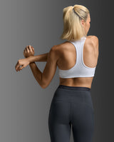 Form Racerback Medium Impact Bra, White/White