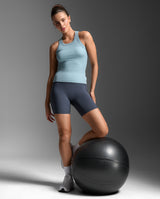 Fluid Modal Ribbed Tank, Chambray/White