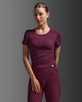 Fluid Modal Ribbed Crop Tee, Amaretto/White