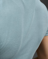 Fluid Modal Ribbed Crop Tee, Chambray/White