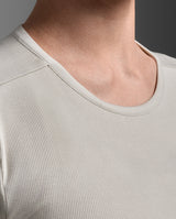 Fluid Modal Ribbed Crop Tee, Moon/White