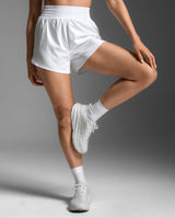 Aero Hi-Rise 4 Inch Shorts, White/Silver Reflective