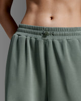 Wonderluxe Sand Washed Wide Leg Pants, Fern Green/White