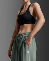 Wonderluxe Sand Washed Wide Leg Pants, Fern Green/White