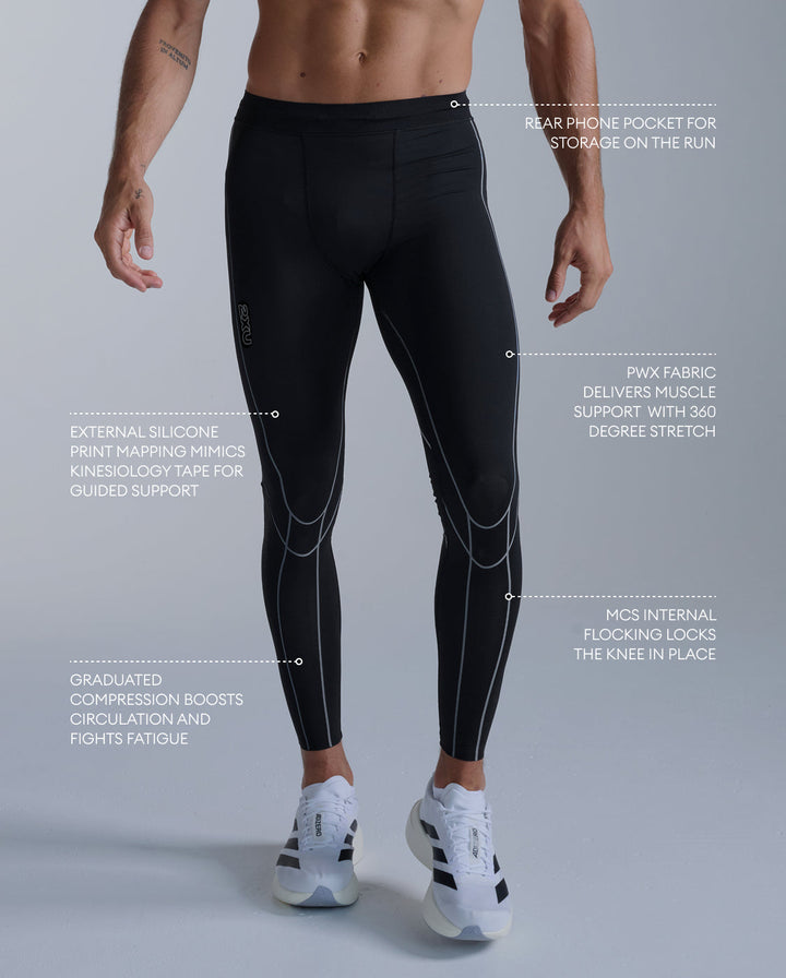 Light Speed Kinesis Compression Tights, Black/ Black Reflective