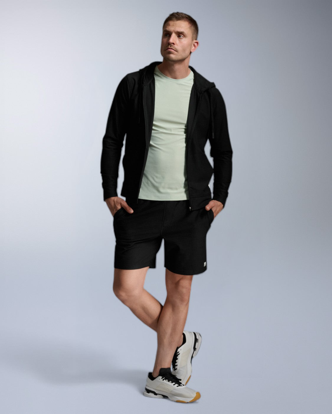 Signature Zip Through Hoodie, Black/Black