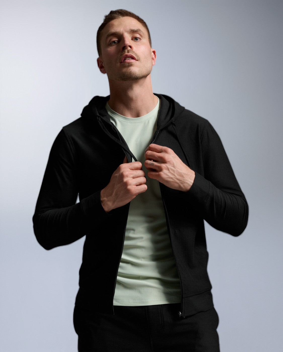Signature Zip Through Hoodie, Black/Black