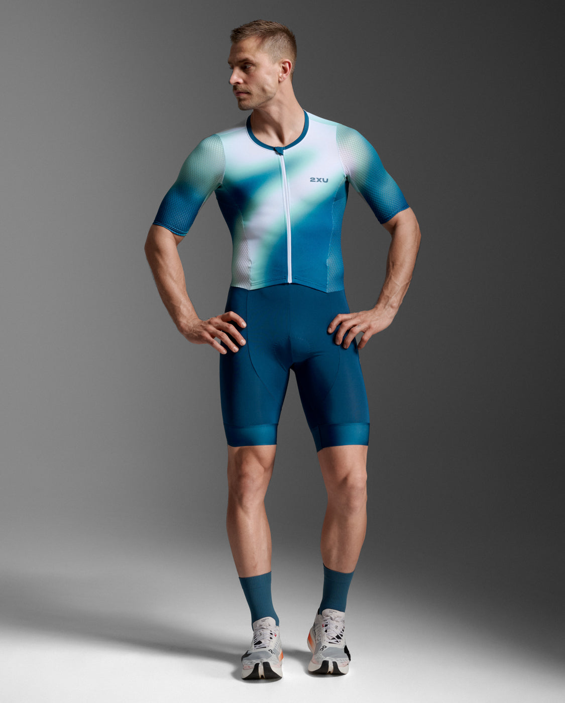 Aero Hex Sleeved Trisuit, Jelly Mint/Majol