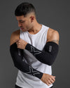 FLEX RUN COMPRESSION ARM SLEEVES - BLACK/GREY