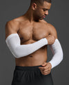 FLEX RUN COMPRESSION ARM SLEEVES - WHITE/GREY