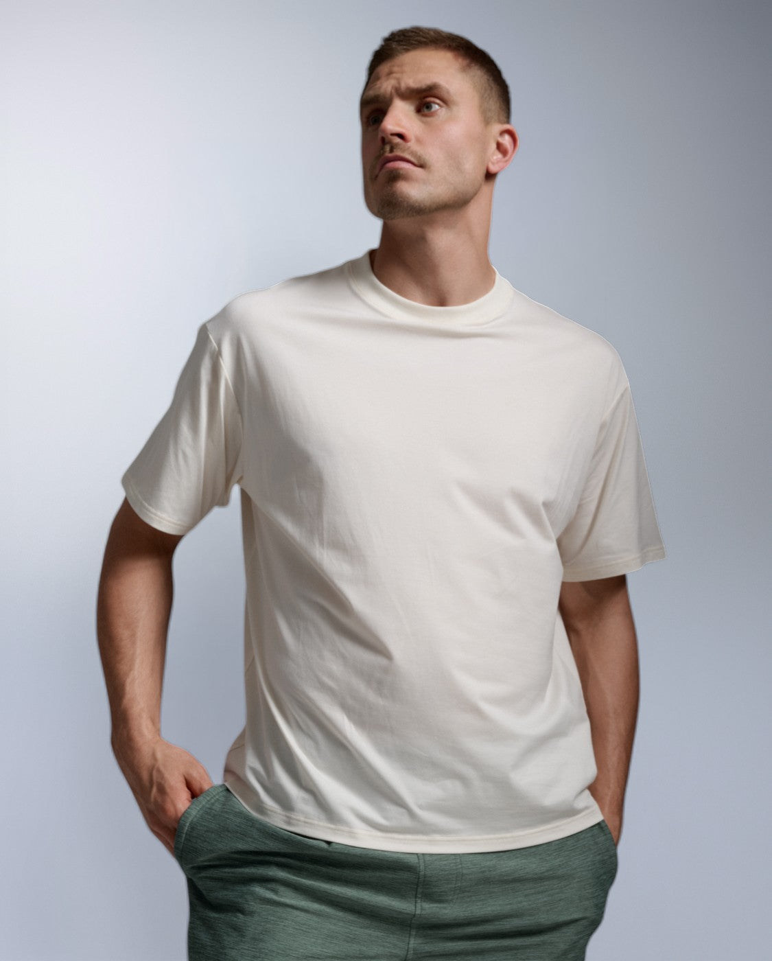 Motion Oversized Tencel Tee, Chalk/Chalk