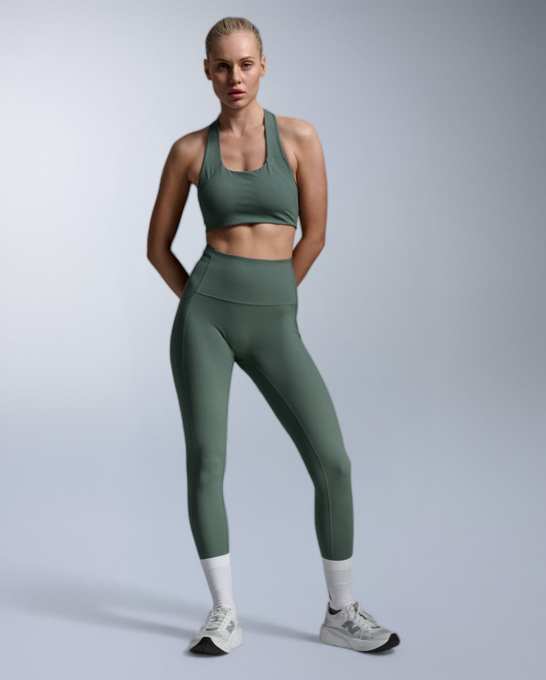 Form Stash Hi-Rise Compression Tights, Olive Leaf/Olive Leaf