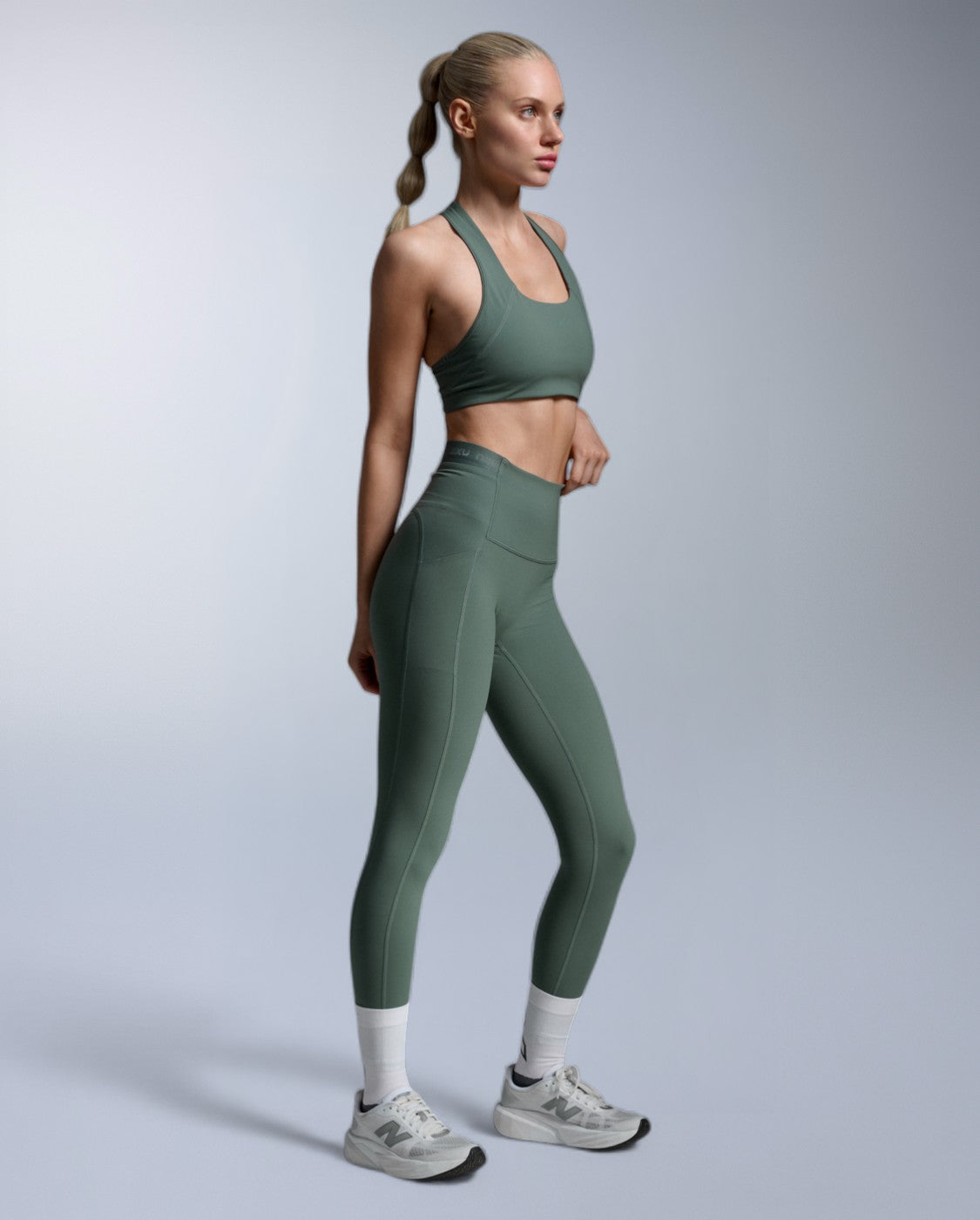 Form Stash Hi-Rise Compression Tights, Olive Leaf/Olive Leaf