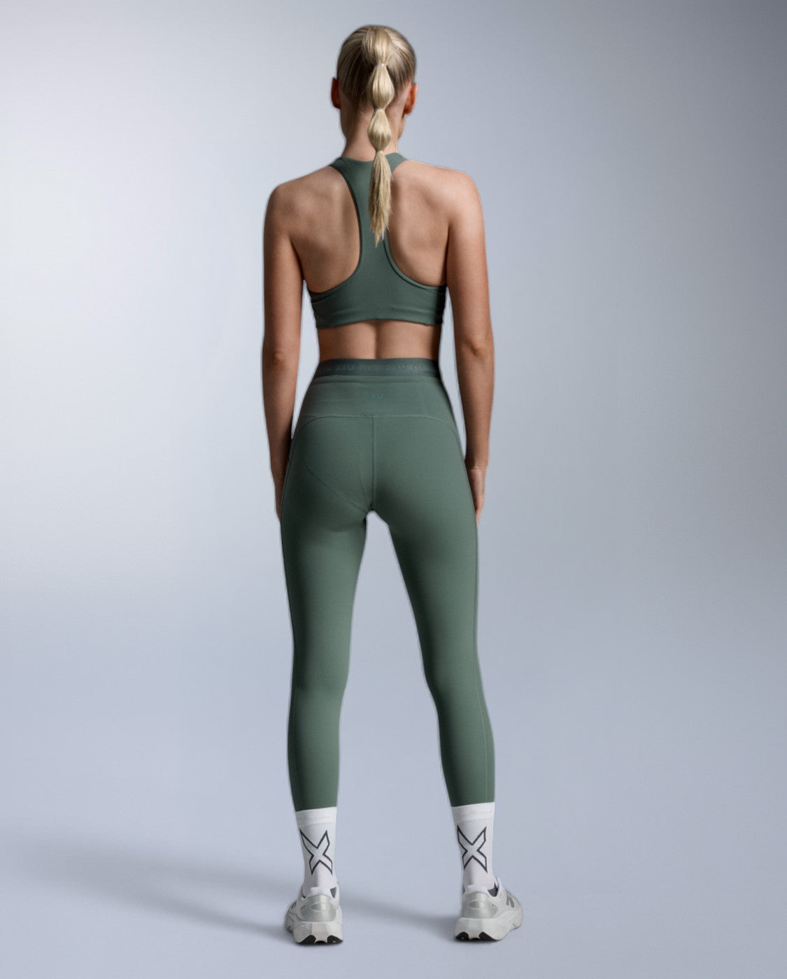 Form Stash Hi-Rise Compression Tights, Olive Leaf/Olive Leaf