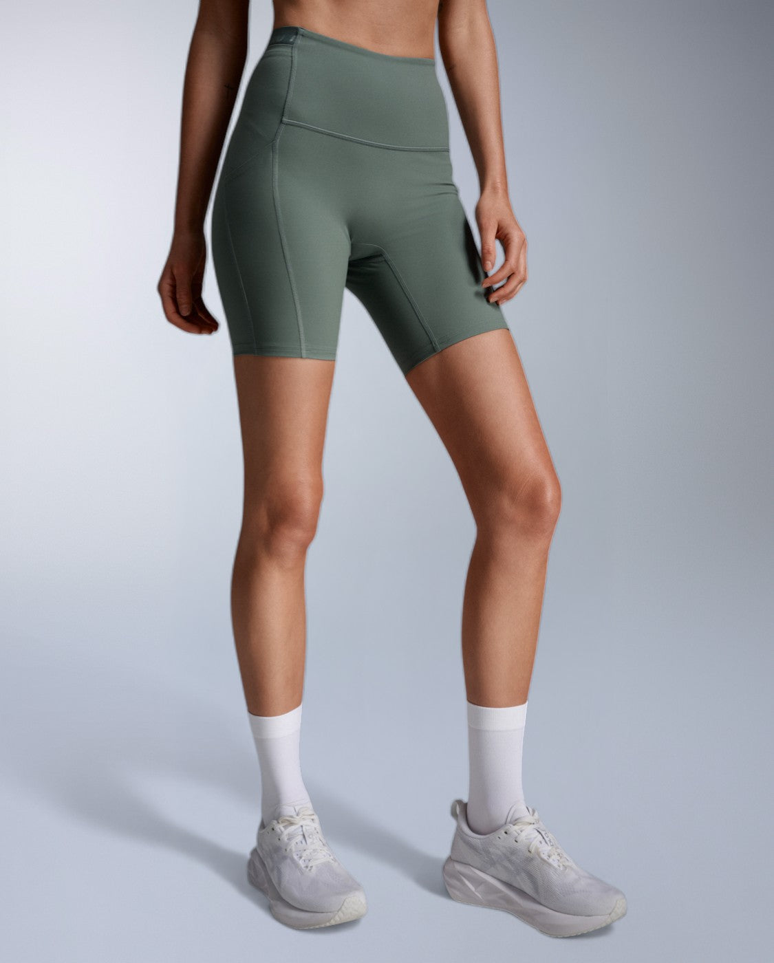 Form Stash Hi-Rise Compression 6 Inch Shorts, Olive Leaf/Olive Leaf