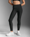 Aero Mesh Hi-Rise Compression Tights - Black/Silver Reflective