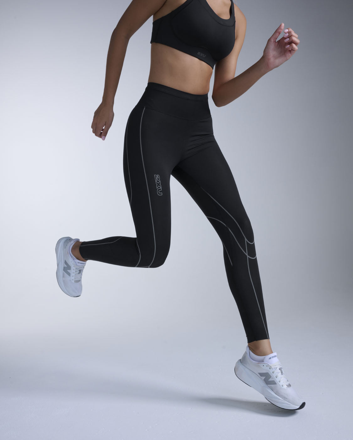 Light Speed Kinesis Hi-Rise Compression Tights, Black/ Black Reflective