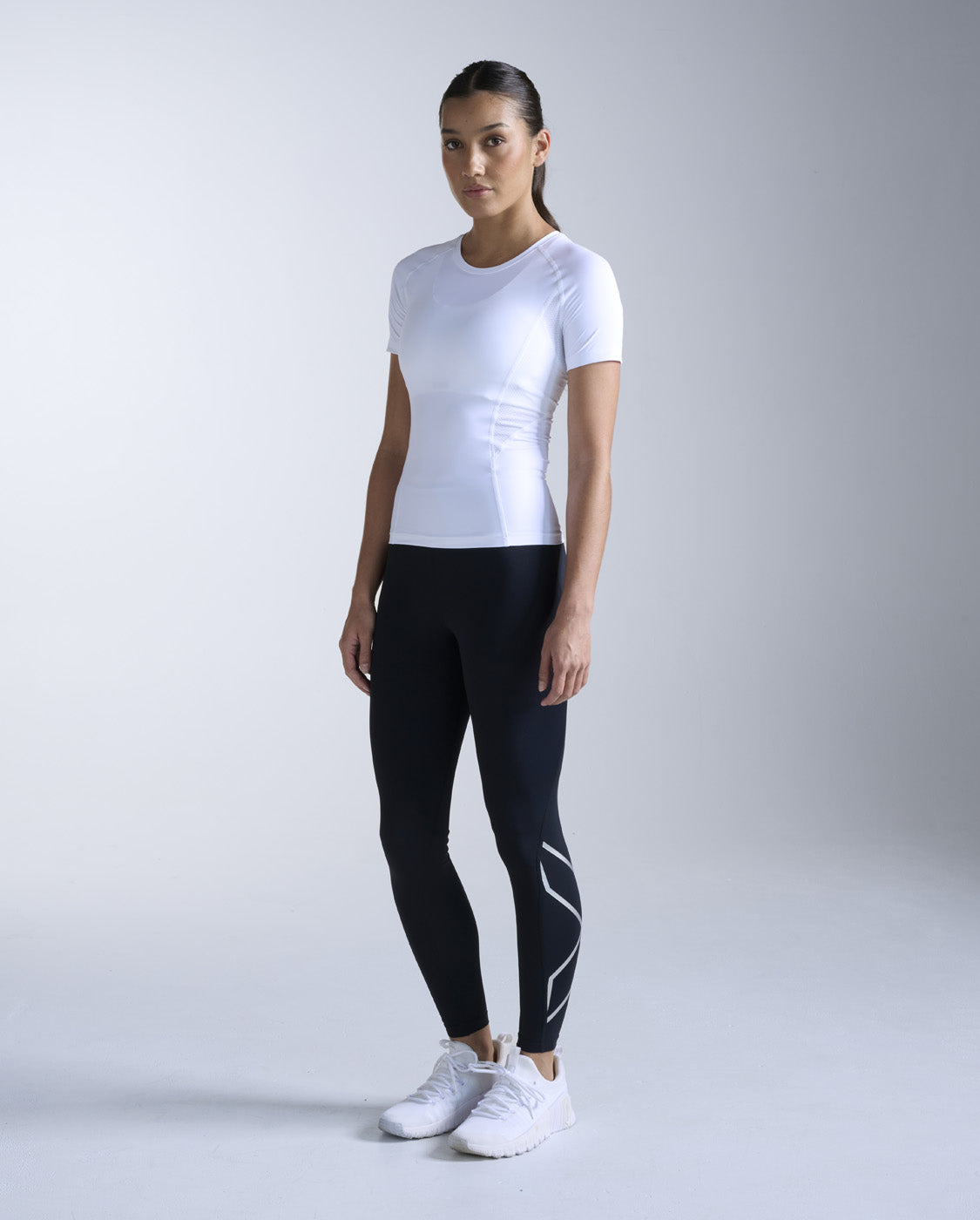 Core Compression Short Sleeve, White/White