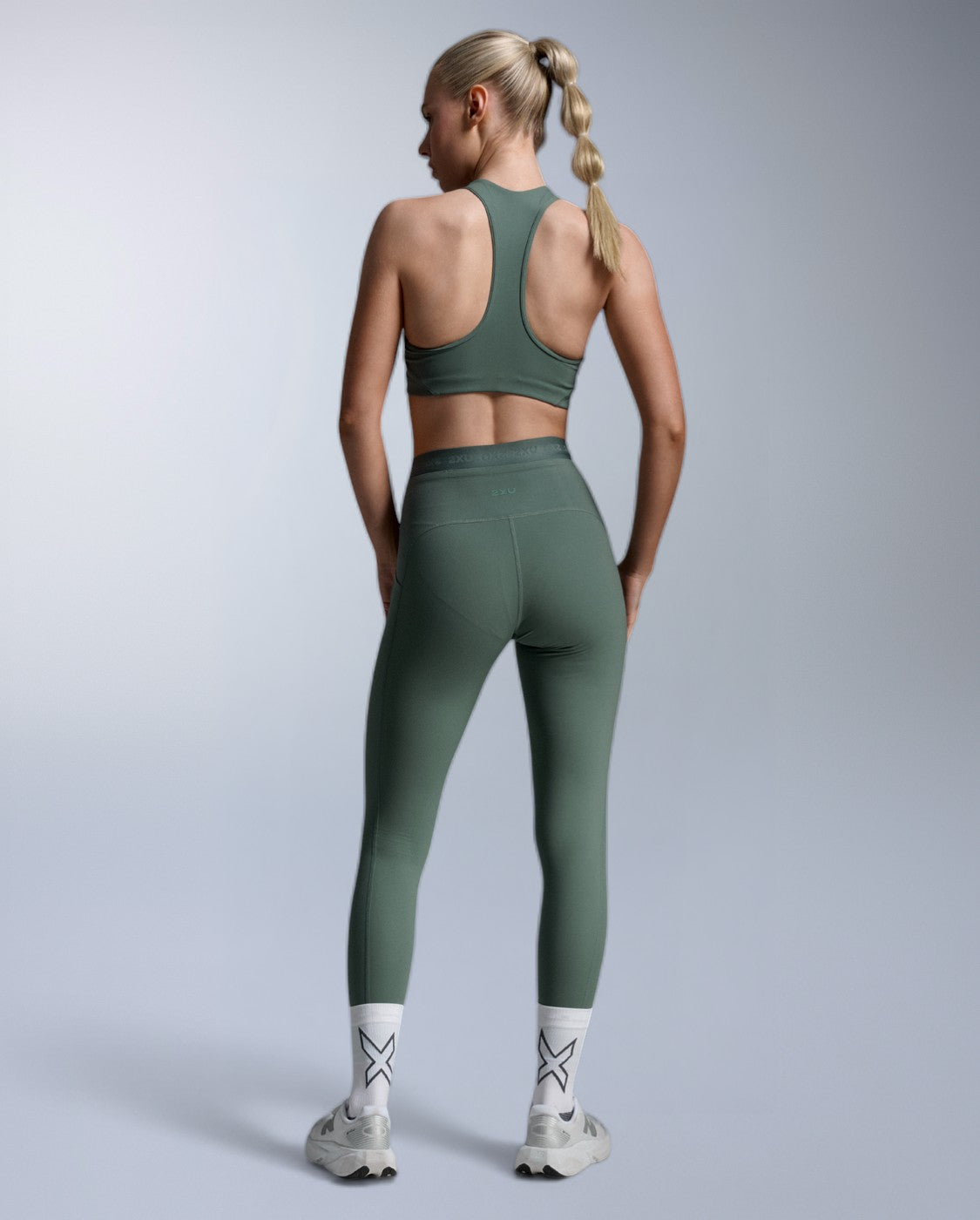 Form Racerback Medium Impact Bra, Olive Leaf/Olive Leaf