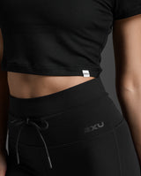 Fluid Modal Ribbed Crop Tee, Black/White