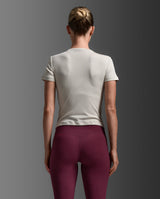 Fluid Modal Ribbed Crop Tee, Moon/White