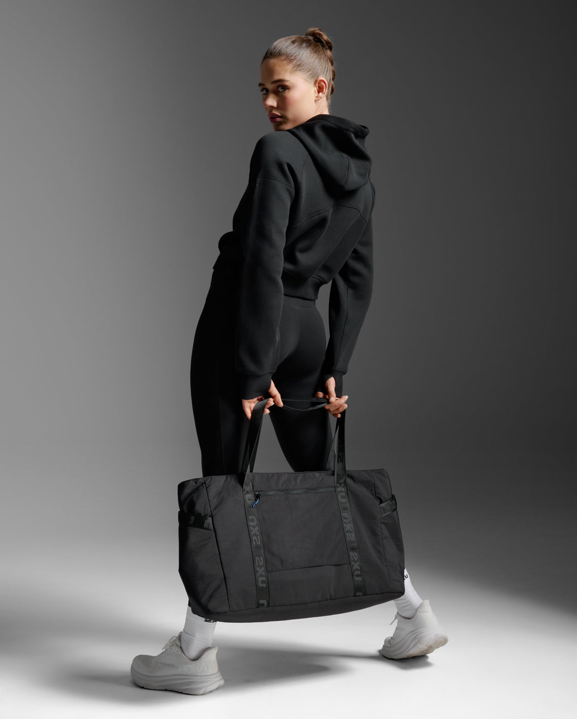 Form Smooth Spacer Crop Hoodie, Black/Black
