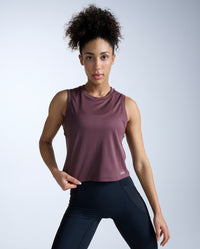 Aero Mesh Crop Tank, Currant/Silver Reflective