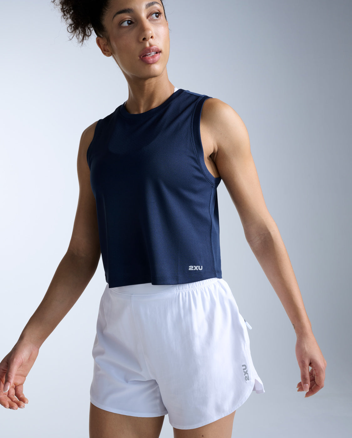 Aero Mesh Crop Tank, Midnight/Silver Reflective
