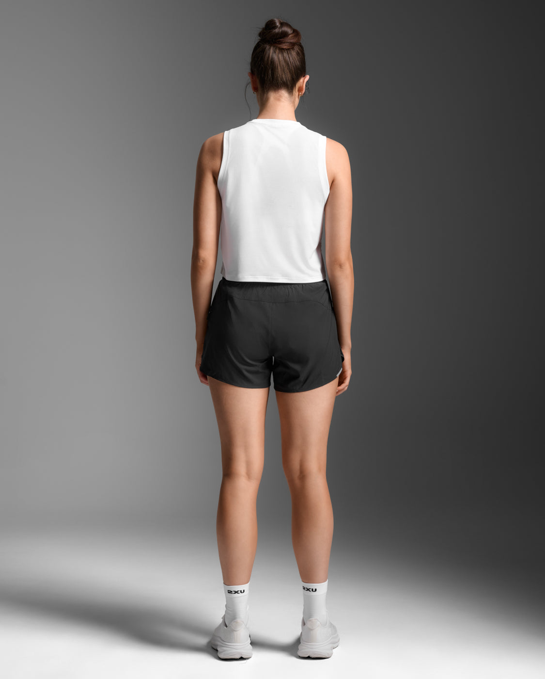 Aero Mesh Crop Tank, White/Silver Reflective