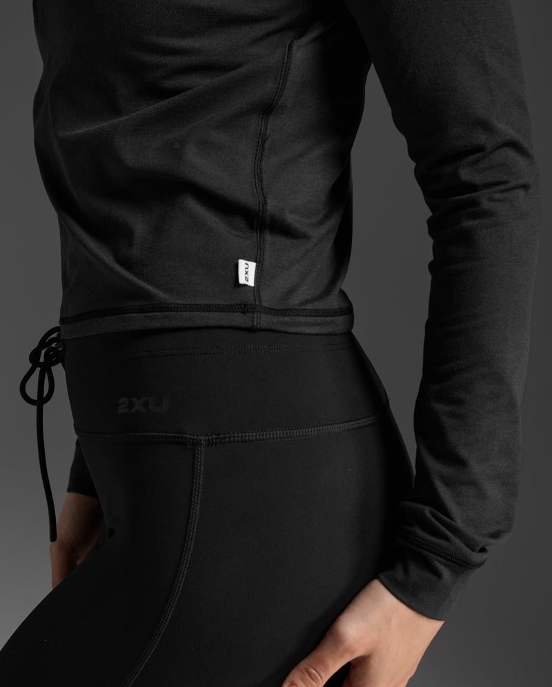 Flex Crop 1/2 Zip Long Sleeve, Black/Black