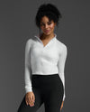 Flex Crop 1/2 Zip Long Sleeve - WHITE/WHITE