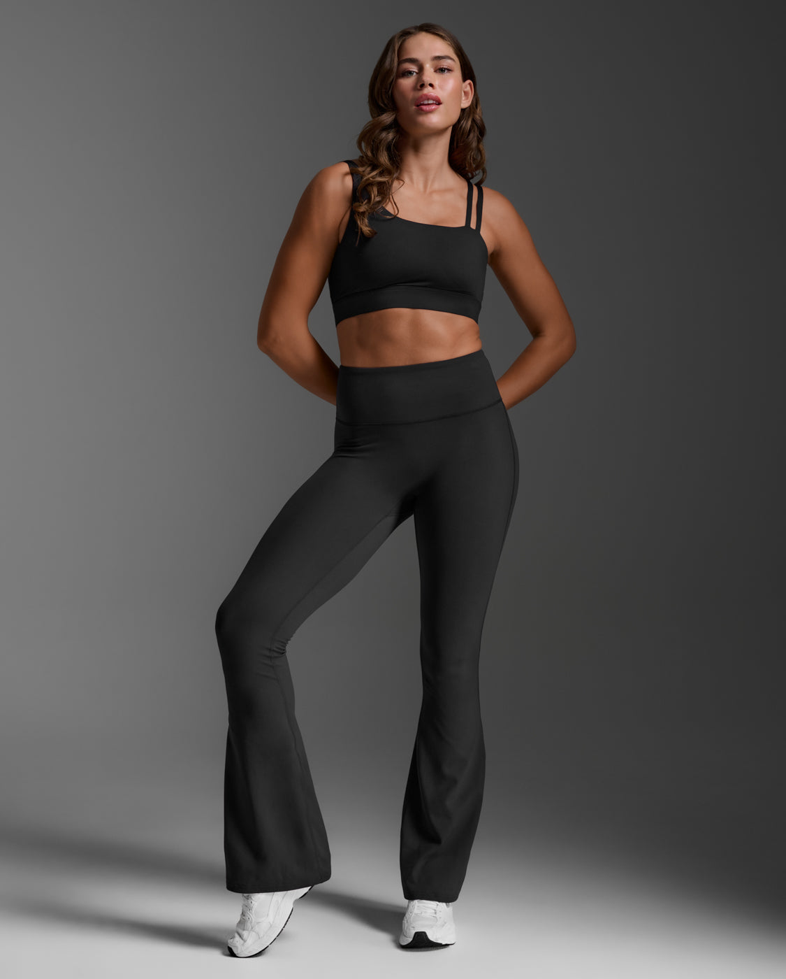 Fluid Hi-Rise Flare Pants, Black/Black