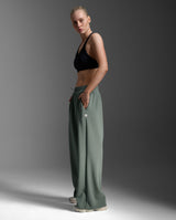 Wonderluxe Sand Washed Wide Leg Pants, Fern Green/White