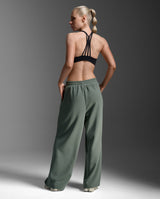 Wonderluxe Sand Washed Wide Leg Pants, Fern Green/White