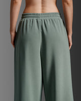Wonderluxe Sand Washed Wide Leg Pants, Fern Green/White