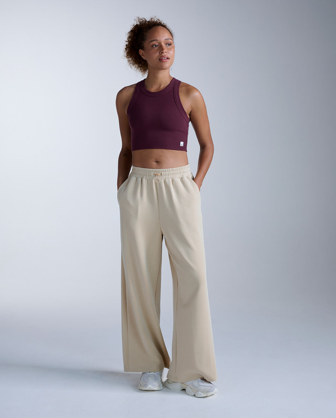 Wonderluxe Sand Washed Wide Leg Pants, Mojave Desert/White
