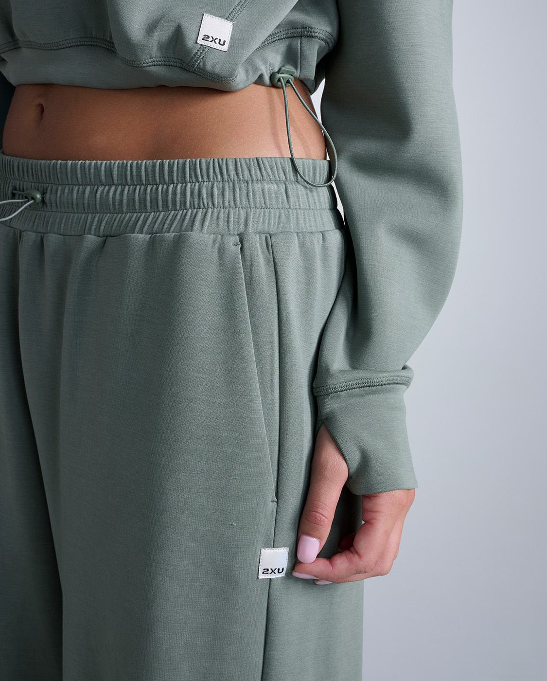 Wonderluxe Sand Washed Hoodie, Fern Green/White