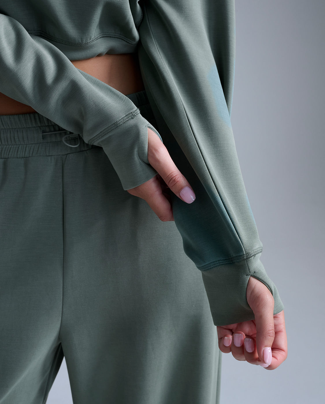 Wonderluxe Sand Washed Hoodie, Fern Green/White