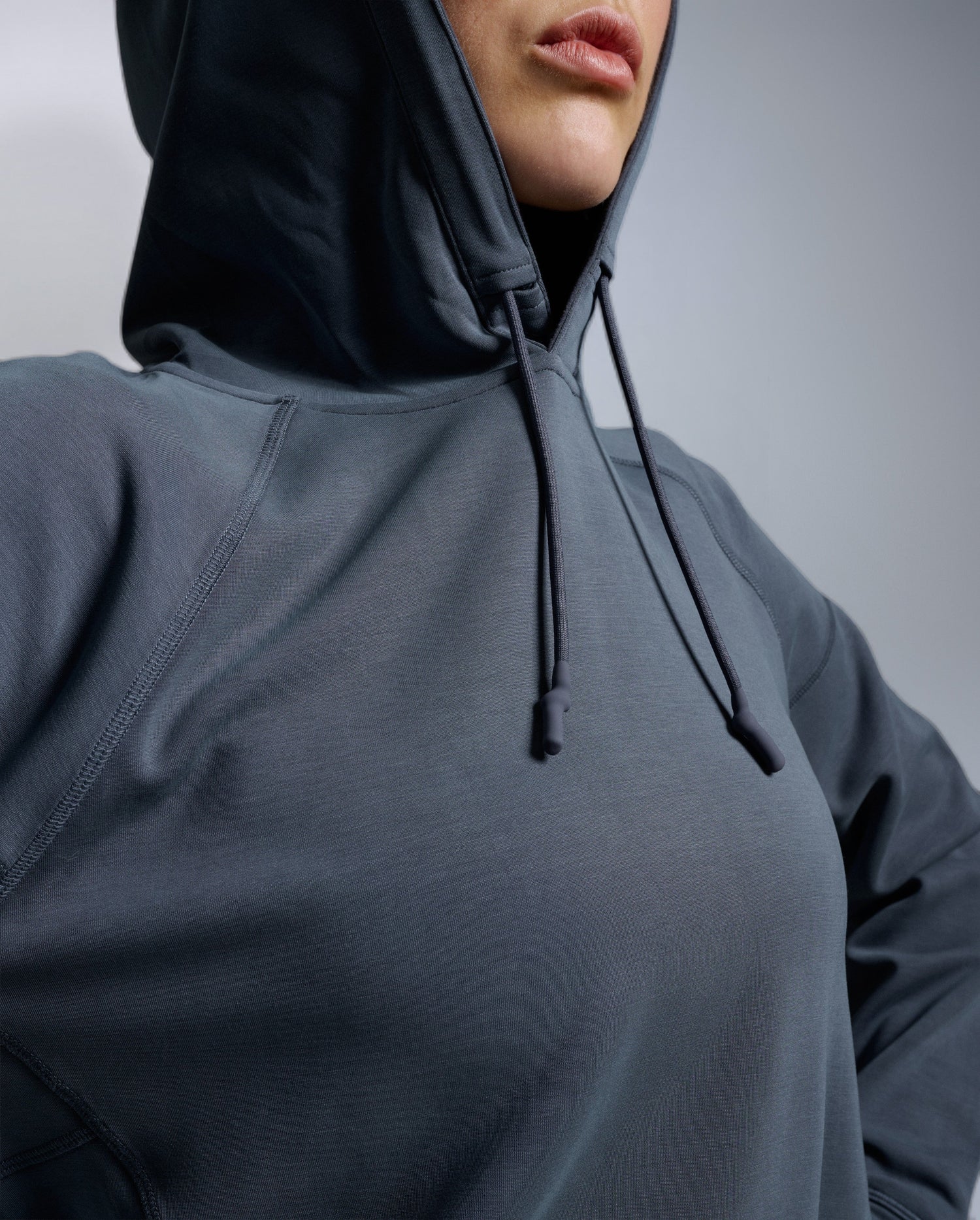 Wonderluxe Sand Washed Cropped Hoodie, India Ink/White