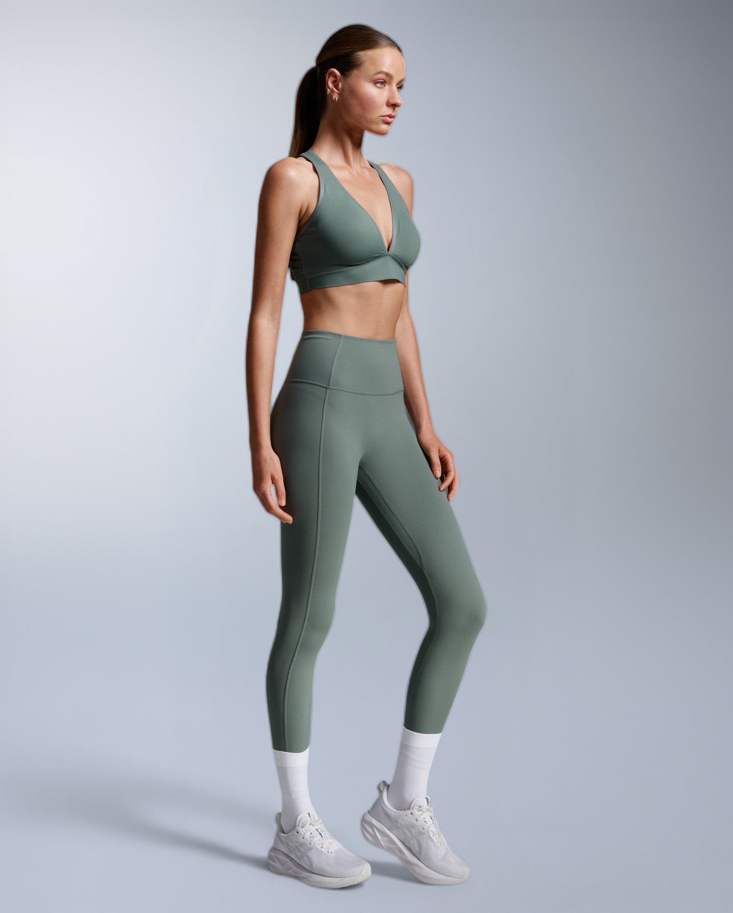 Fluid Hi-Rise Tights, Olive Leaf/Olive Leaf