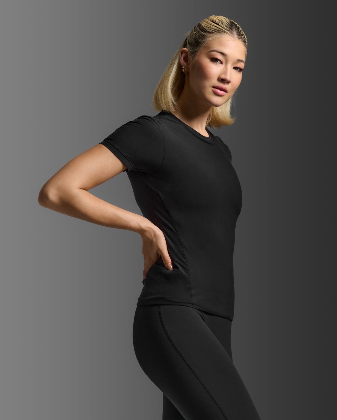 Wonderluxe Fitted Tee, Black/Black