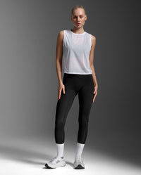 Relight Crop Tank, White/White
