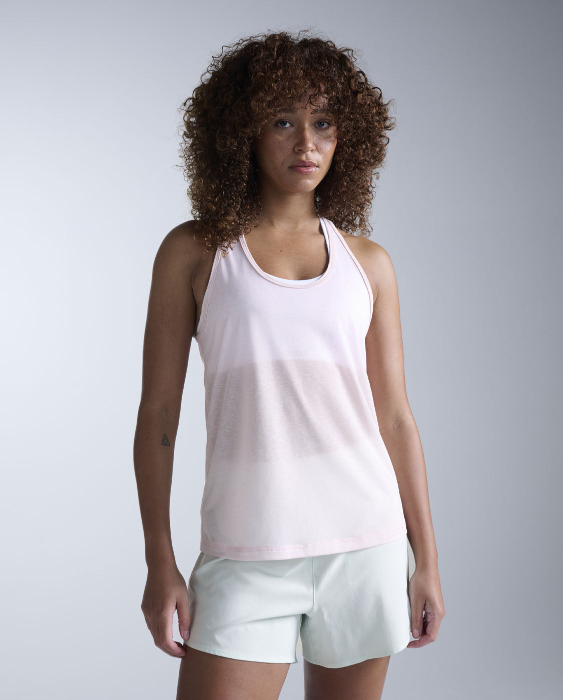 Relight Racerback Singlet, Pink Frost/White