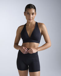 Feather Flex Bonded Cross Back Bra, Black/Black