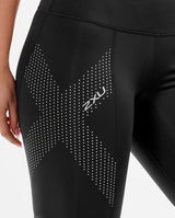 Motion Mid-Rise Compression Shorts, Black/Dotted Reflective Logo