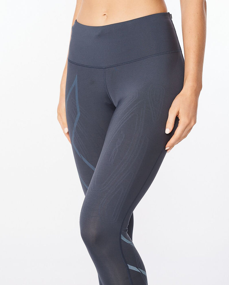Light Speed Mid-Rise Compression Tights, India Ink/Ink Reflective